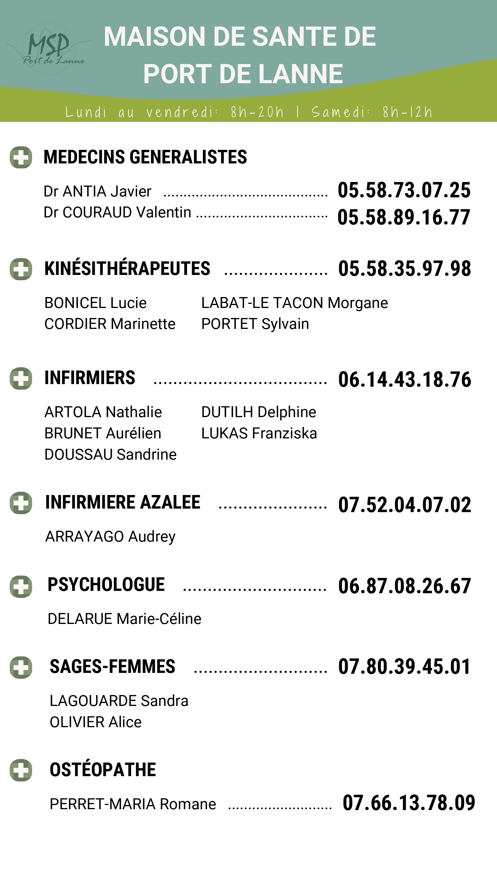 2026 03 A4 Coordonnées Praticiens MAISON DE SANTE 1 page 0001
